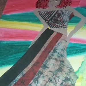 African Fabric watercolor on canvas